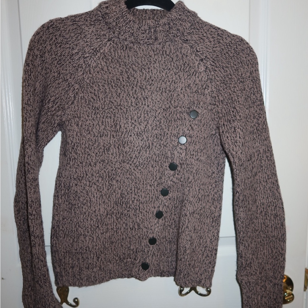 Zara Brown Cowl Neck Sweater with Button Accents